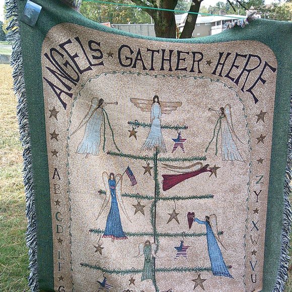 Vintage Angels Gather Here Tapestry Throw - Picture 2 of 5